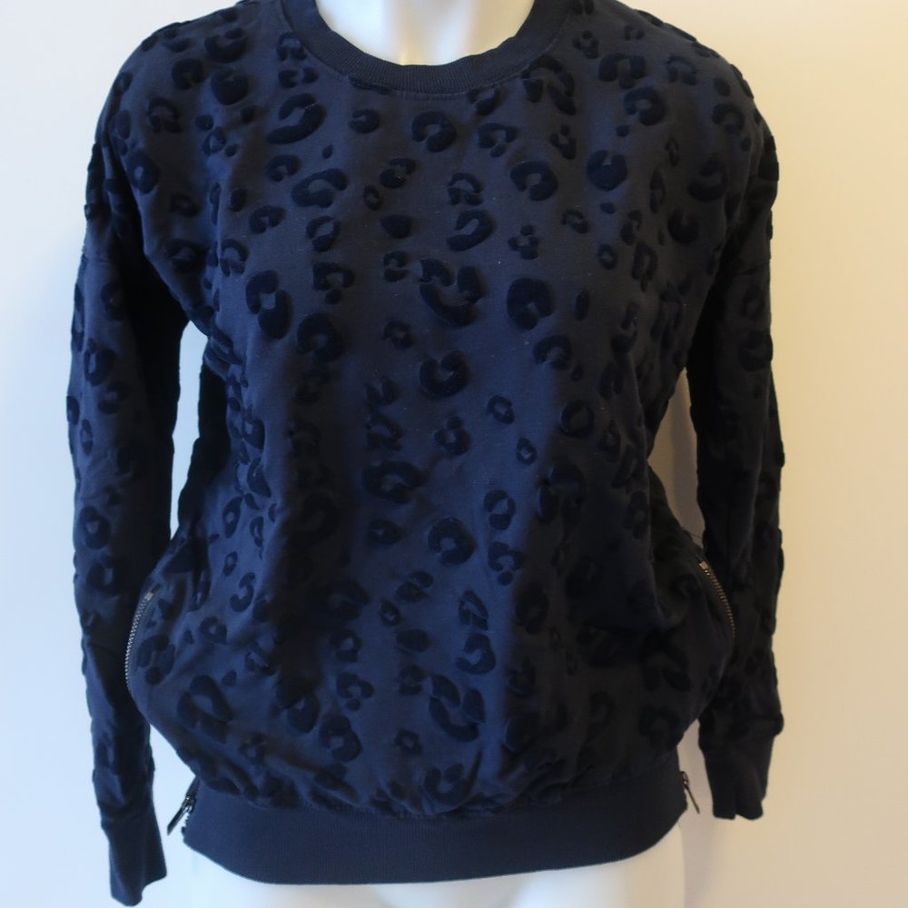 TWENTY5A NAVY LEOPARD SIDE ZIP TOP XS *